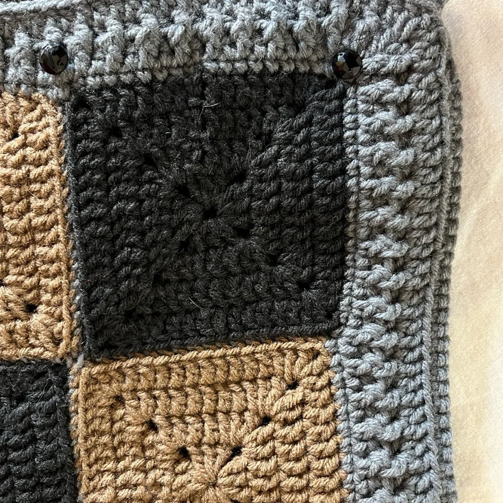 Crocheted Granny Square‎ Pillow Cover Handmade CottageCore Cabin